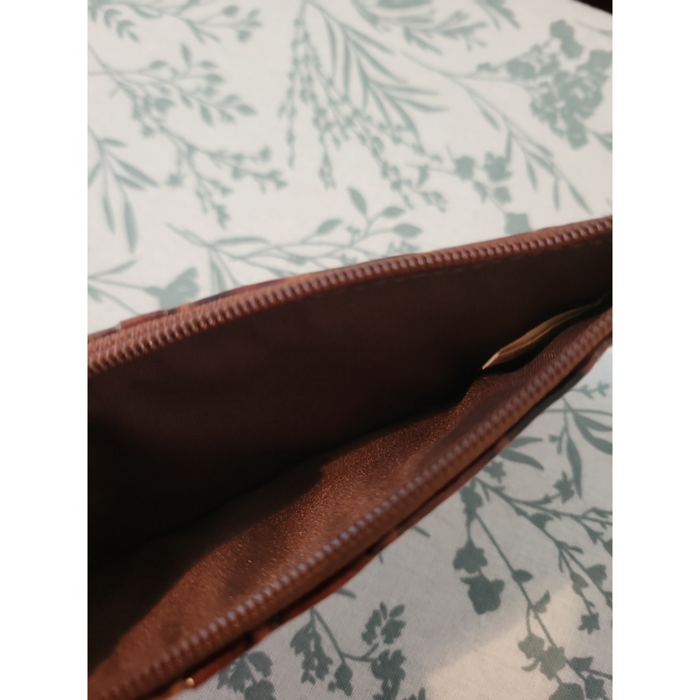 Brahmin Credit Card Wallet Pecan Melbourne Brown Croc Embossed Leather - Picture 7 of 7